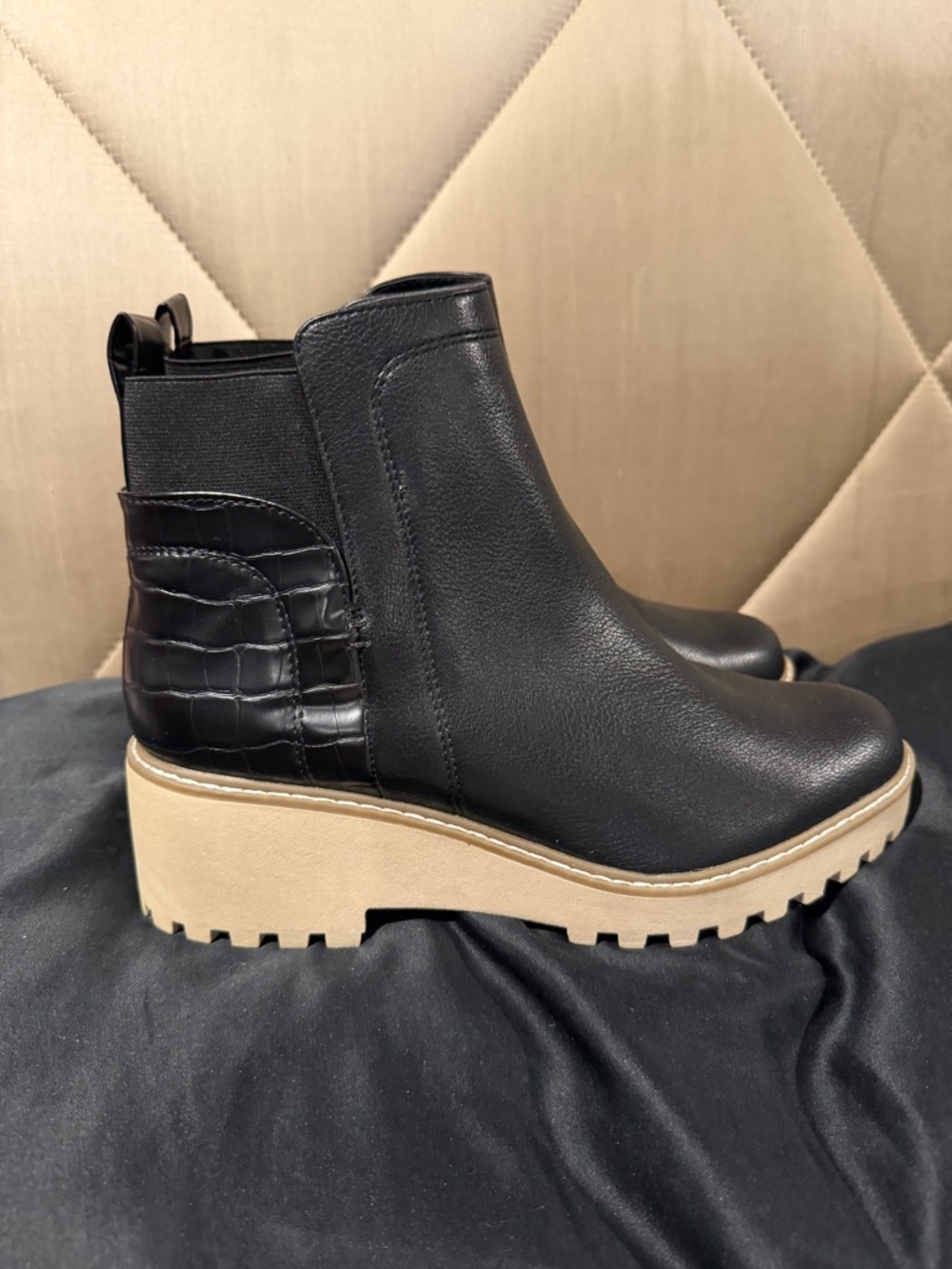 Dolce Vita Black Chukka Boots with Tan Lug Sole